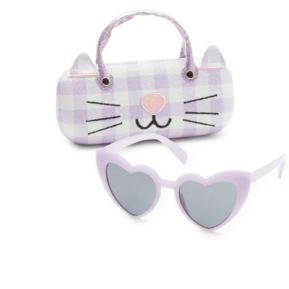 Wonder Nation Kids Heart Sunglasses With Cat Carrying Case